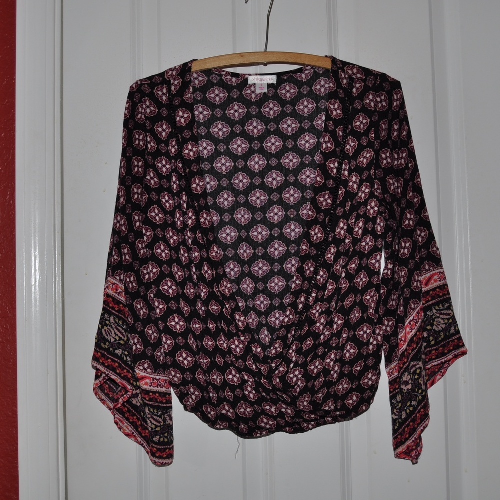 'FINAL'  NEW Surplice Bohemian Wrap Peasant Top B6 - Picture 4 of 8